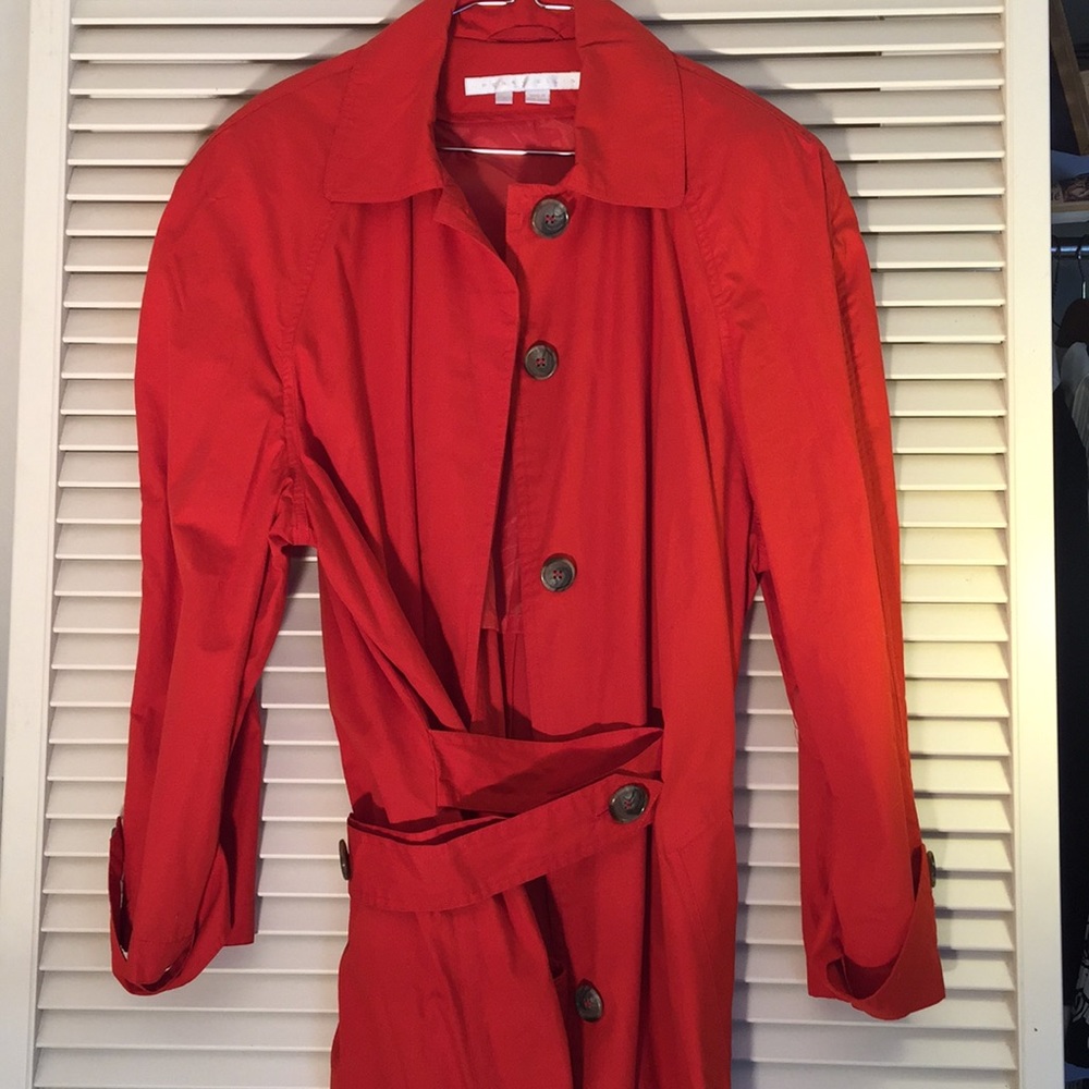 Perry Ellis red trench coat